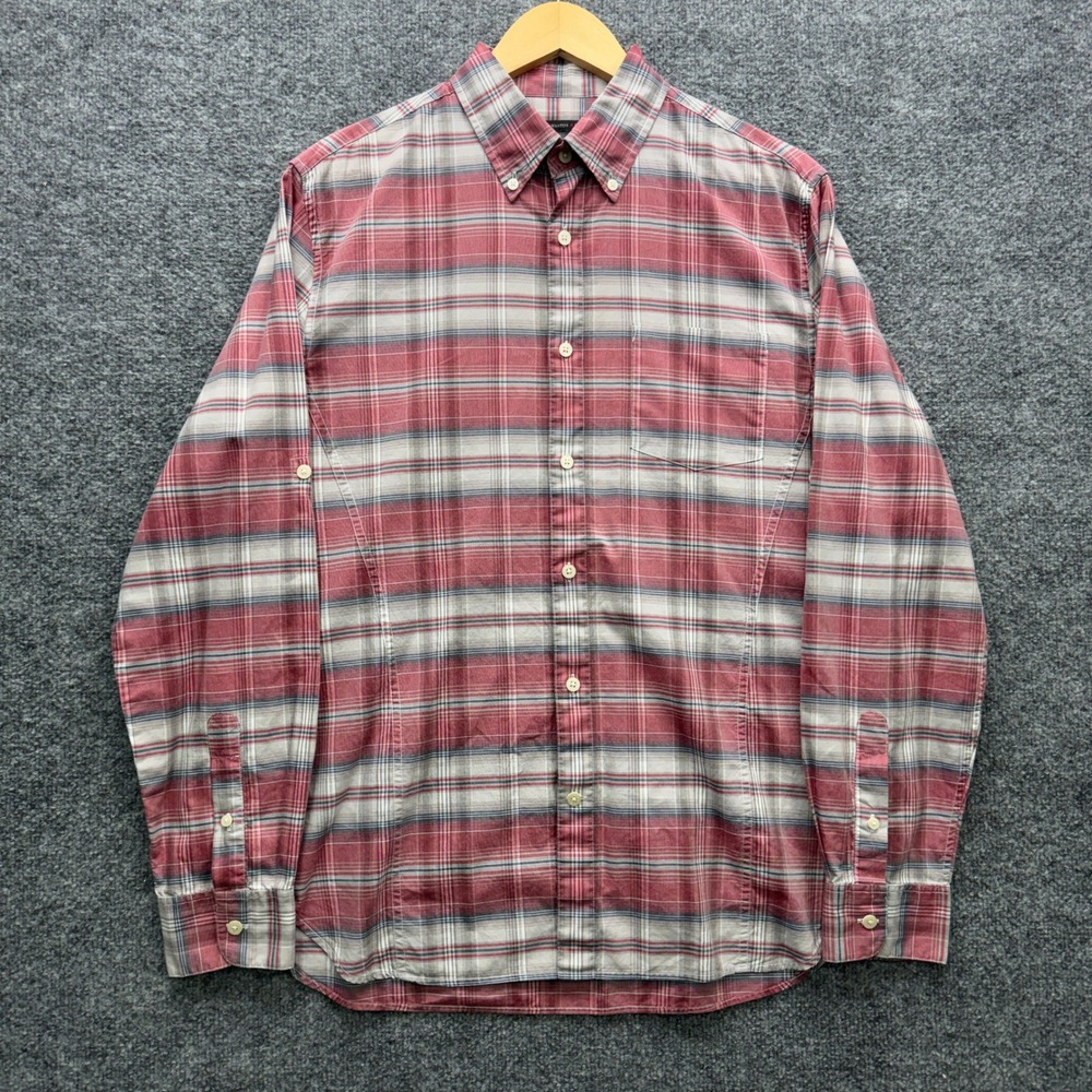 John Varvatos USA Button Front Shirt Mens M Red Plaid Long‎ Sleeve Casual